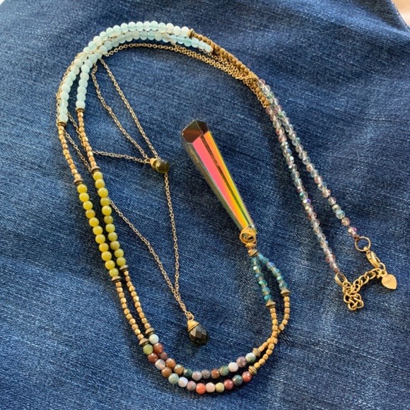 Unique triple strand necklace - semi precious stones - Picture 10 of 10